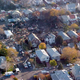 An aerial view of the Queens neighborhood where Flight 587 came down